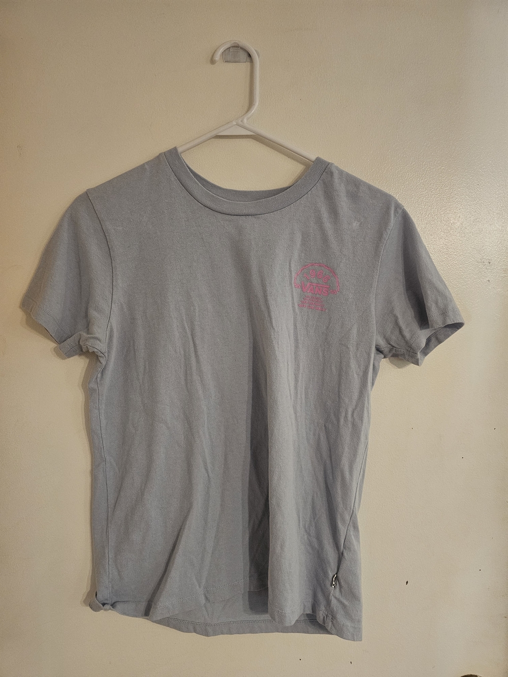 Vans Light Gray Tee with Pink Chest Graphic